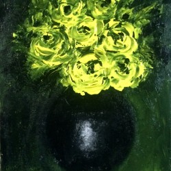 Yellow roses in vase-painting