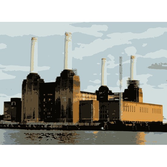 Battersea Power Station blue-sky painting on canvas