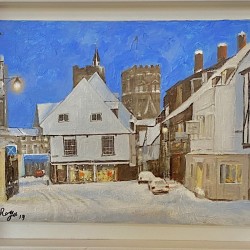 St Alban’s market in winter, abstract Acrylic painting on canvas
