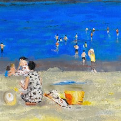 Lyme Regis beach in Dorset England, an Acrylic painting on canvas