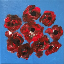 Red Roses in blue sky an Acrylic painting on canvas