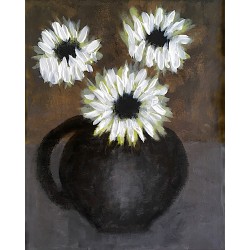 White flowers in a vase an Acrylic painting on canvas