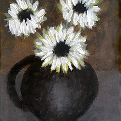 White flowers in a vase an Acrylic painting on canvas