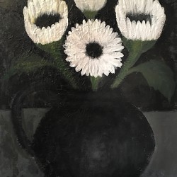 Sun flowers in a vase an Acrylic on canvas painting