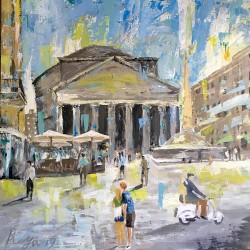 Pantheon in Rome-Italy an acrylic on canvas painting
